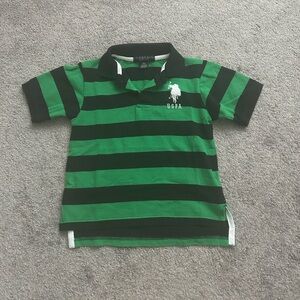 U.S. Polo Assn. Boys Black and Green Polo Shirt, Size 5/6, Preowned